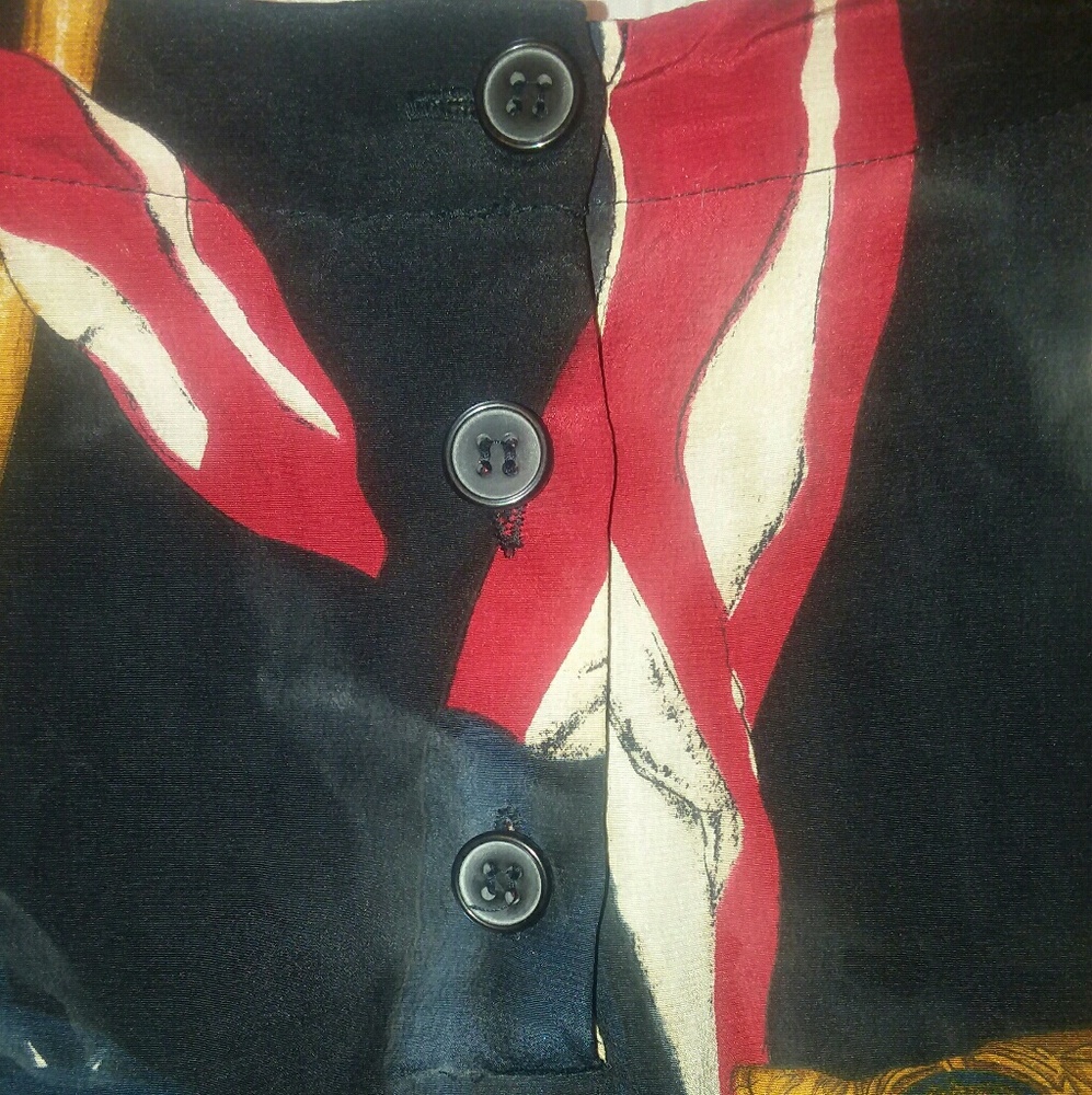 Silk Flag Print Blouse - image 5